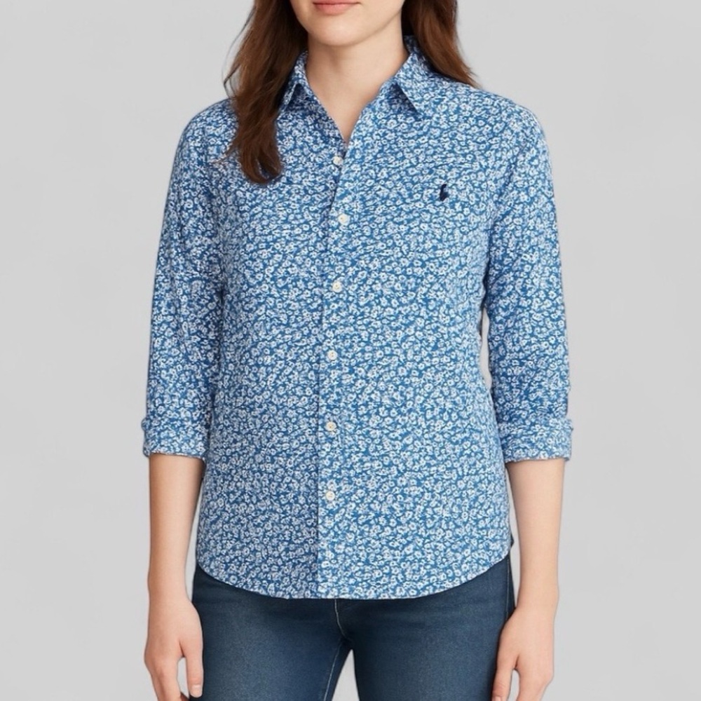Polo Ralph Lauren Blue Floral Button-Up Shirt - Picture 1 of 9